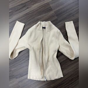 SOLD Brandy Melville ribbed cream zip up sweater